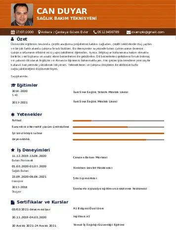 Hasta Bakıcı Cv Örnekleri cv indir